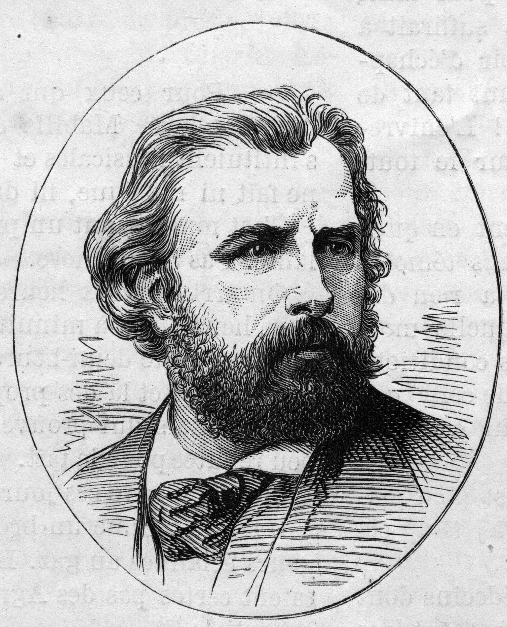 Portrét Williama Adolphe Bouguereaua (1825-1905), francouzského malíře. Rytina v „“ Le Monde Illustré““ č. 890 ze dne 2. května 1874. od French School
