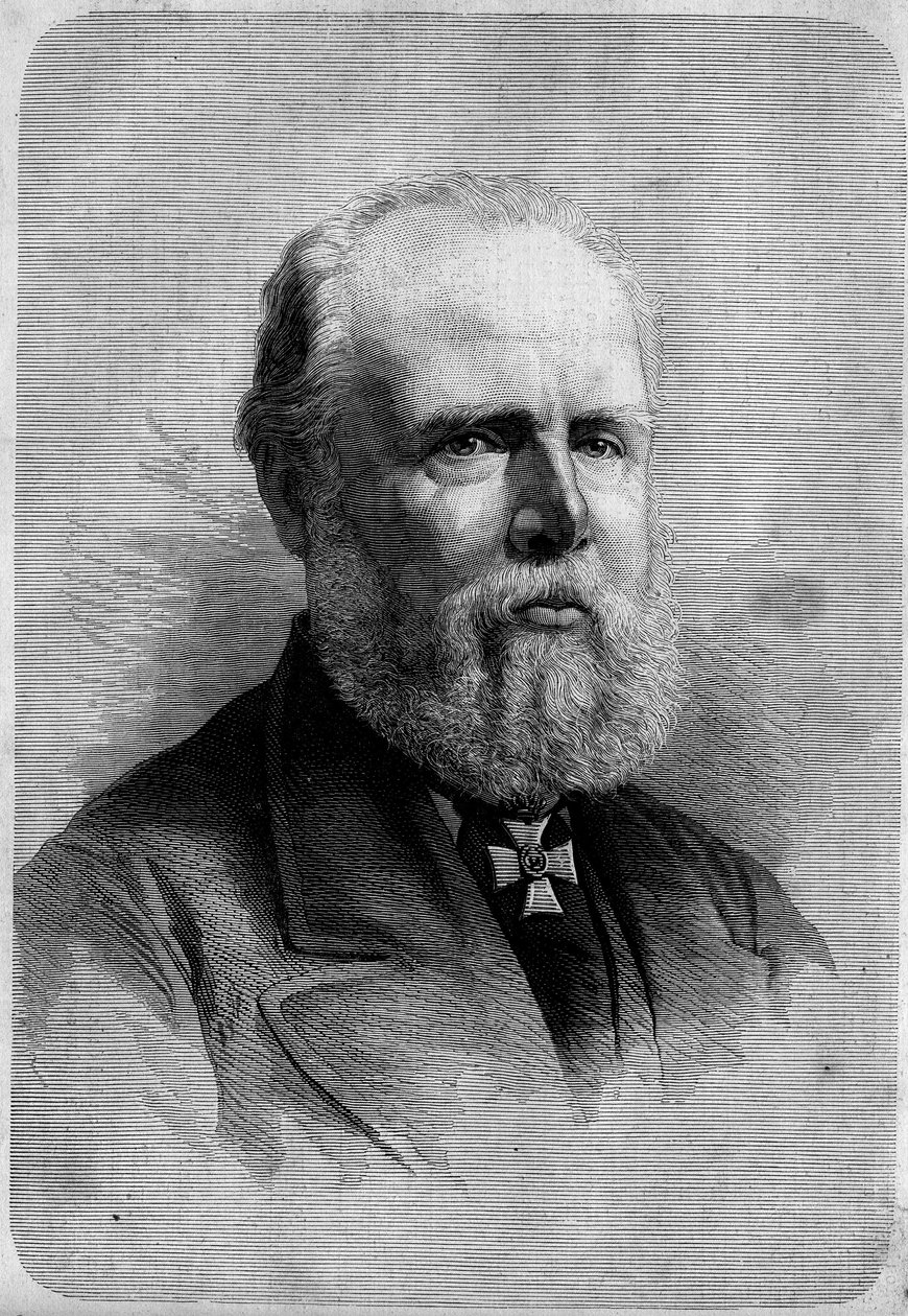 Portrét Williama III (1817-1890), krále Holandska. Rytina v „“ Le Monde Illustré““ č. 1139 z 25. ledna od French School