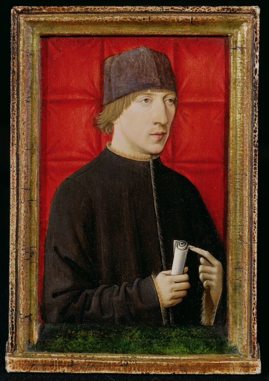 Portrét muže držícího svitek, c.1480-1510 od French School