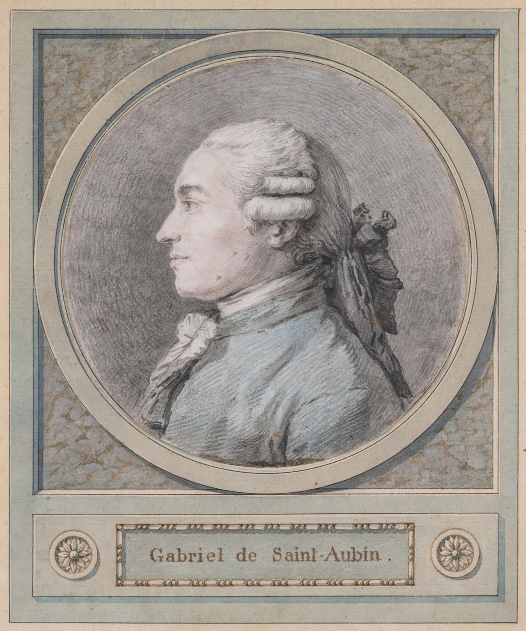 Portrét muže, údajně sochař Clodion (1738-1814), konec 18. století (černá, červená a modrá křída) od French School