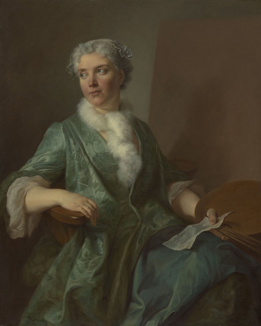 Portrét umělkyně, kolem roku 1735 (olej na plátně) od French School