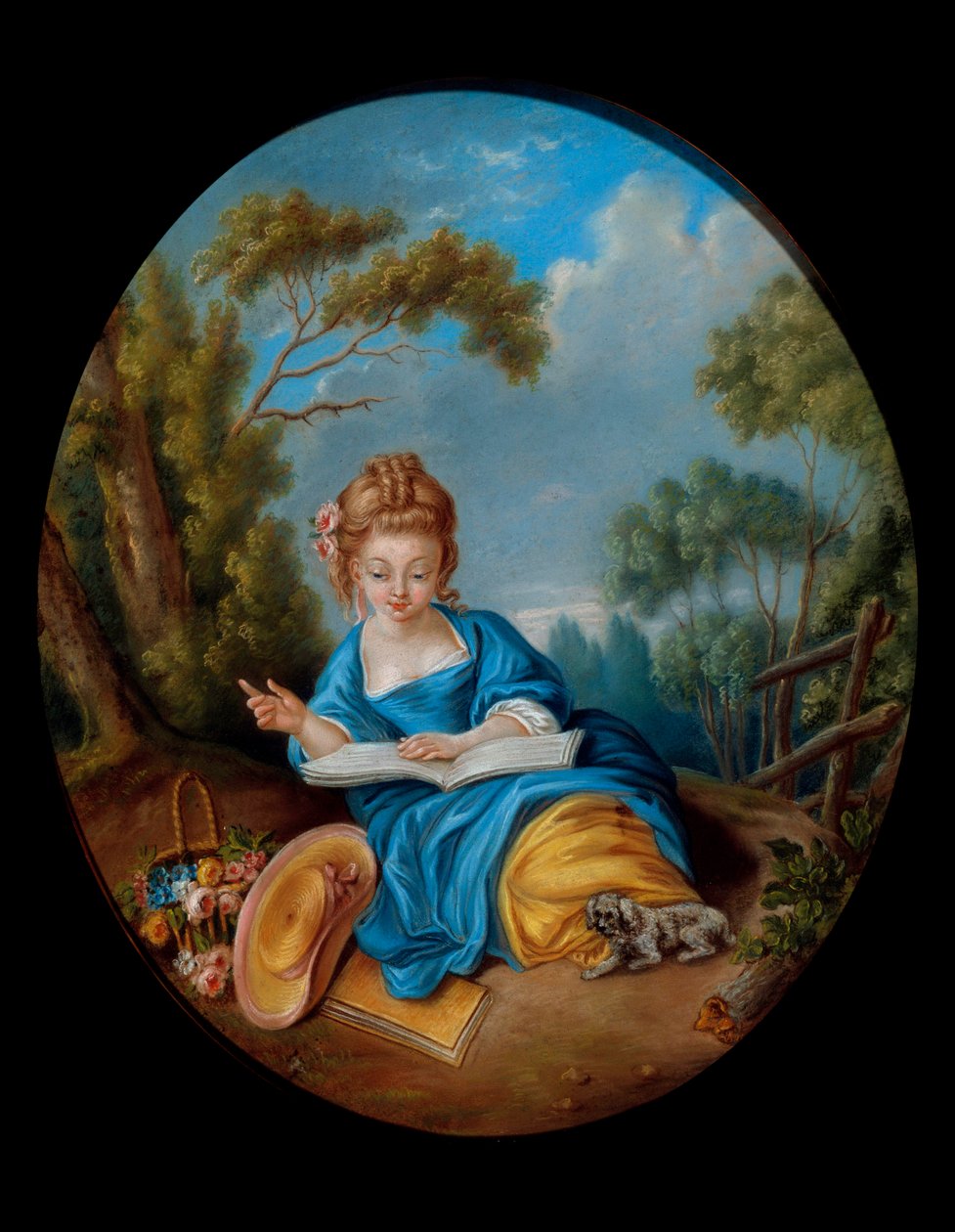 Portrét dívky čtení. Francouzská škola 18. století. Coll. Část. od French School
