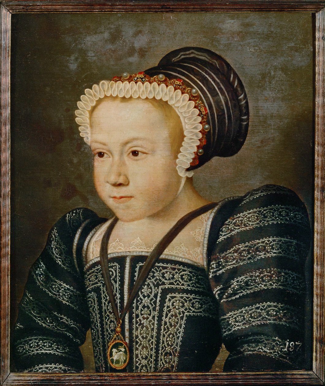 Portrét vznešené mladé dívky (malba na dubovém dřevě) od French School