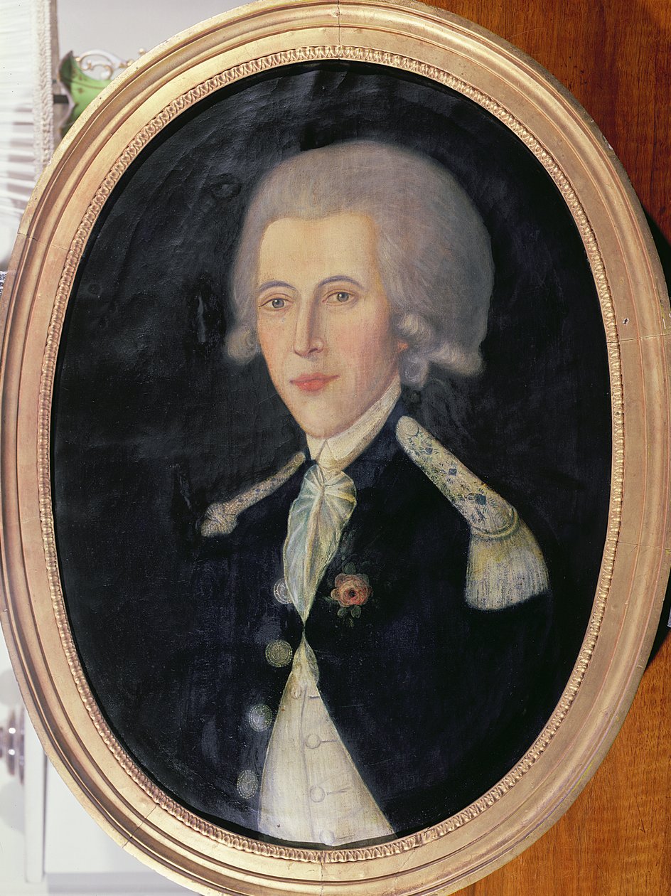 Portrét neznámého poručíka umístěného na francouzském území Santo Domingo, konec 18. století od French School