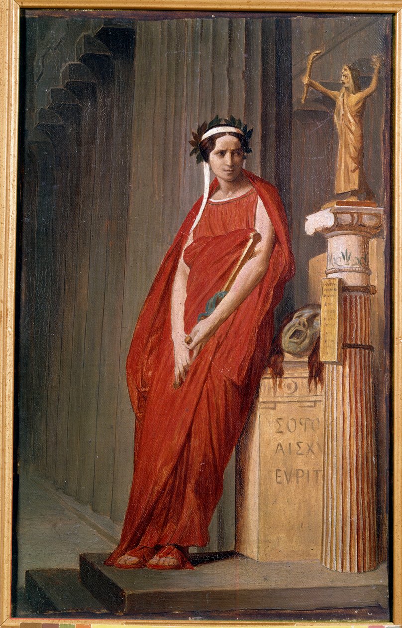 Portrét komičky Elisabeth Felix zvané Mademoiselle Rachel (1821-1858) ztělesňuje tragédii Painting de l