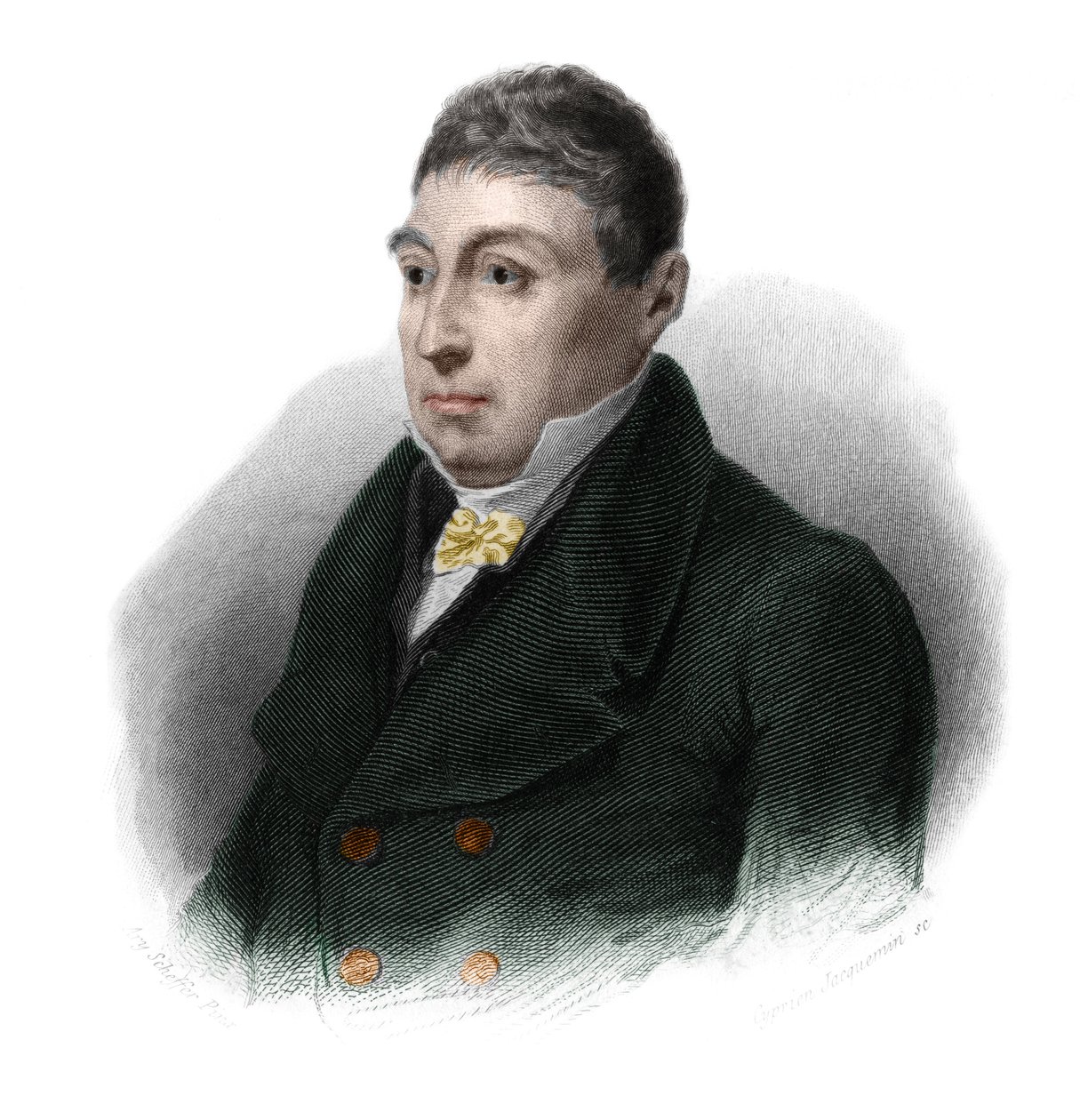 Portrét generála La Fayetta (Marie Gilbert Mottier, markýz de Lafayette) (1757-1834), francouzského aristokrata, vojenského důstojníka a politika. v „“ LIBRE DES SPORERS““ od Louise de Cormenin Timona. 1842. Soukromá sbírka. od French School
