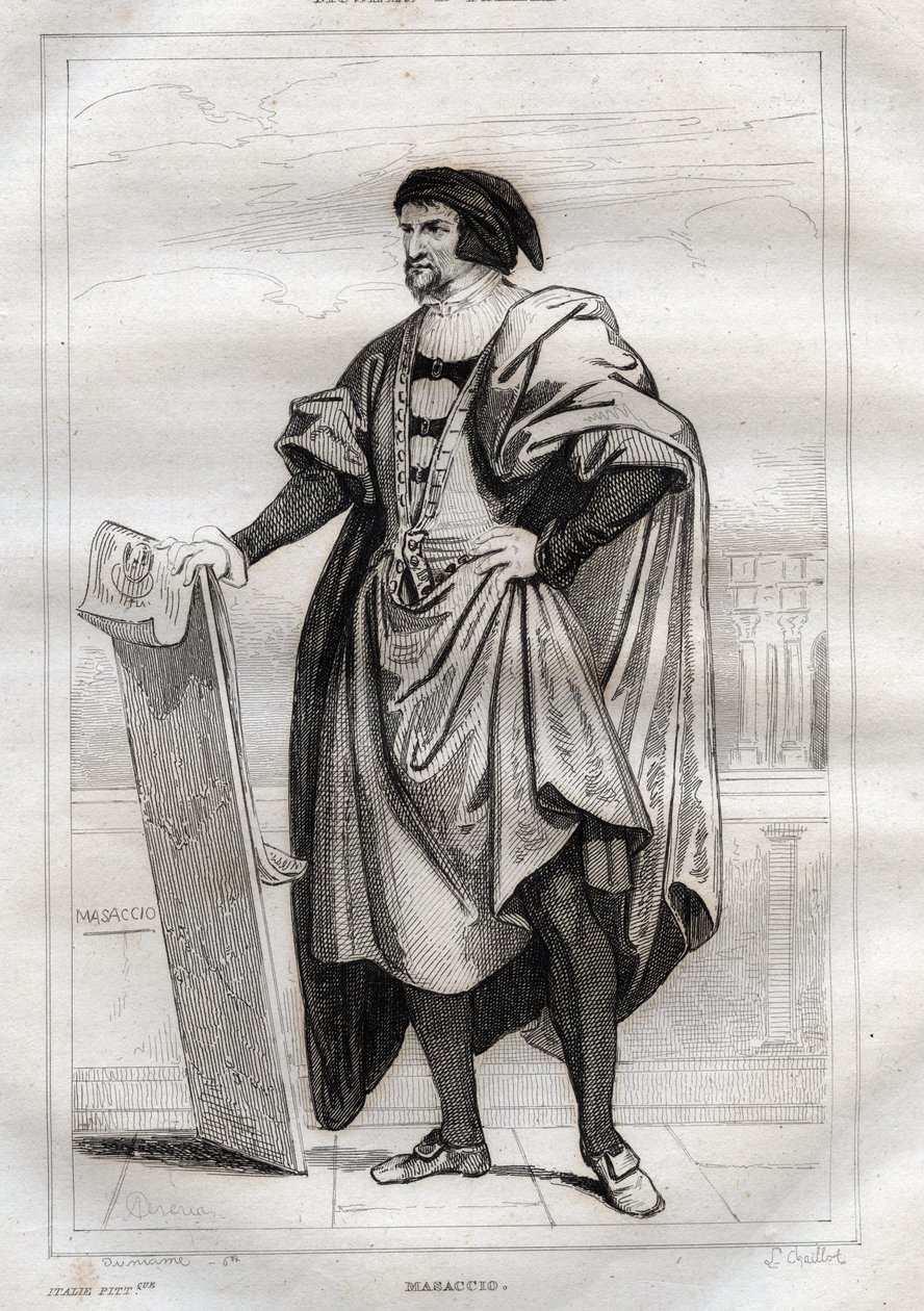 Portrét italského malíře Masaccia (Tommaso di Giovanni Cassai) (1401-1428) - rytina z „“Itálie malebné“ - Historická a popisná malba Itálie od M. de Norvinse, Ch. Nodier 1834-1836. od French School