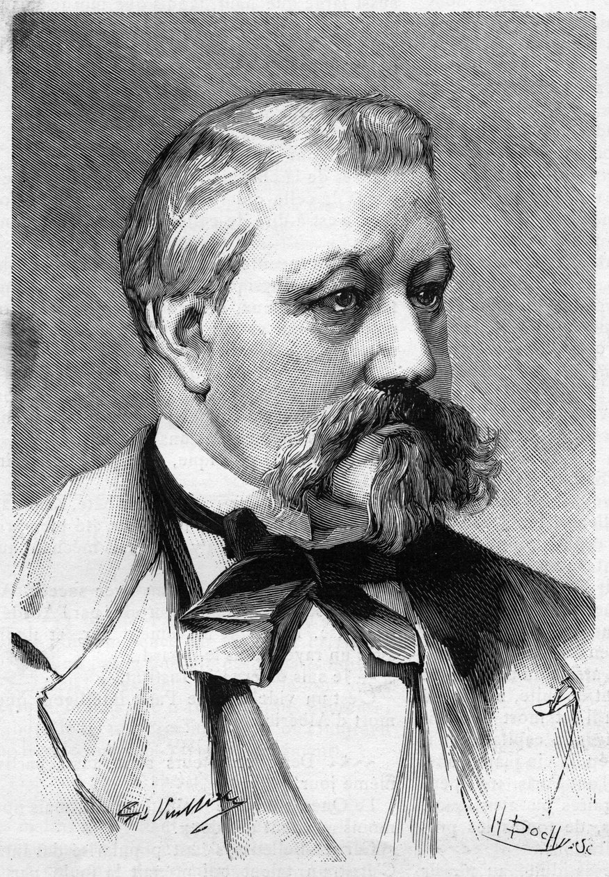 Portrét novináře a romanopisce Alberica Second zesnulého v roce 1887 v Le Monde Illustré. od French School