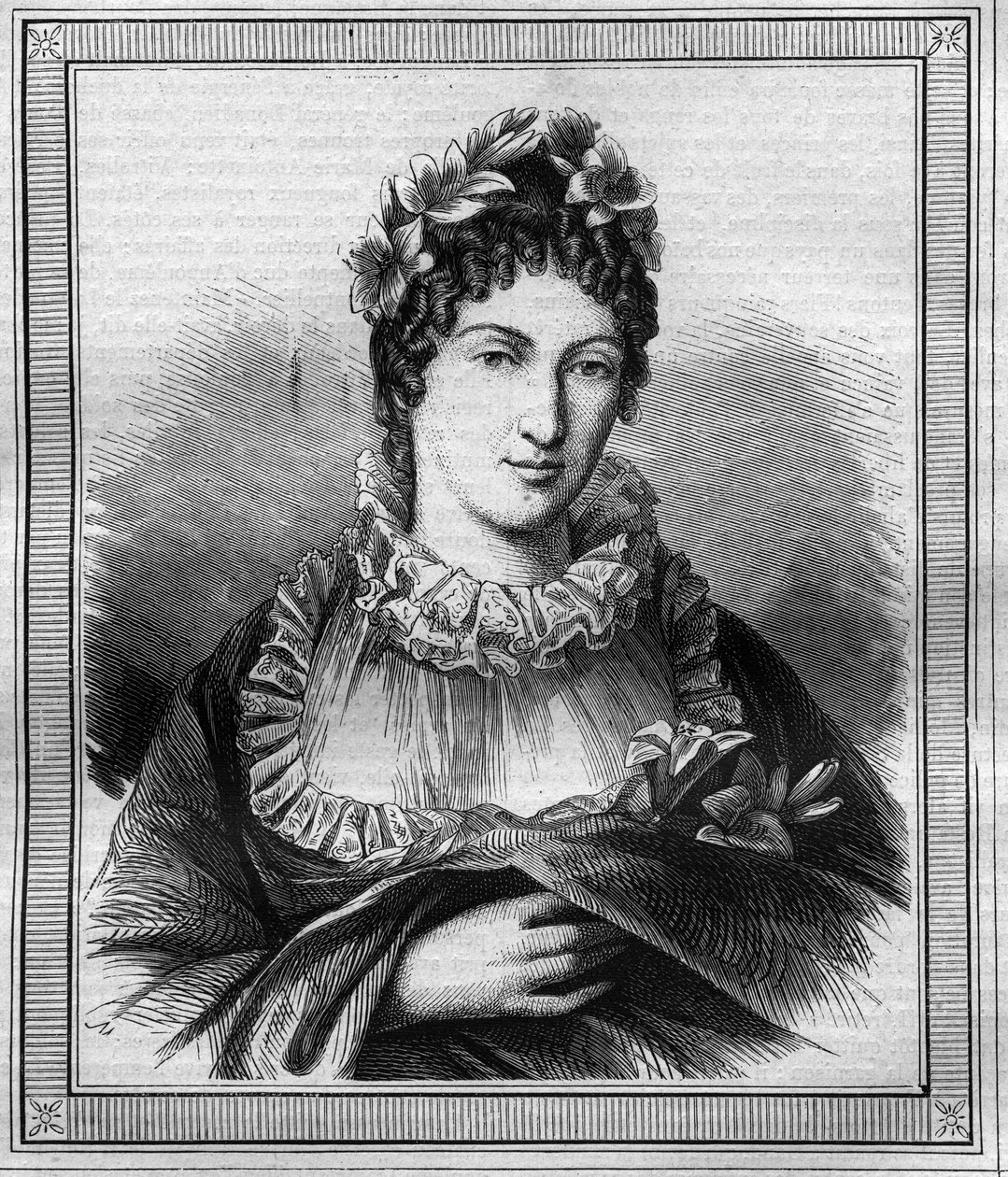 Portrét vévodkyně z Angouleme Marie Therese Charlotte z Francie známé jako Madame Royale (1778-1851) rytina v „Histoire des Papes-Kings-Queen a císaři v průběhu staletí““ od Maurice Lachatre od French School