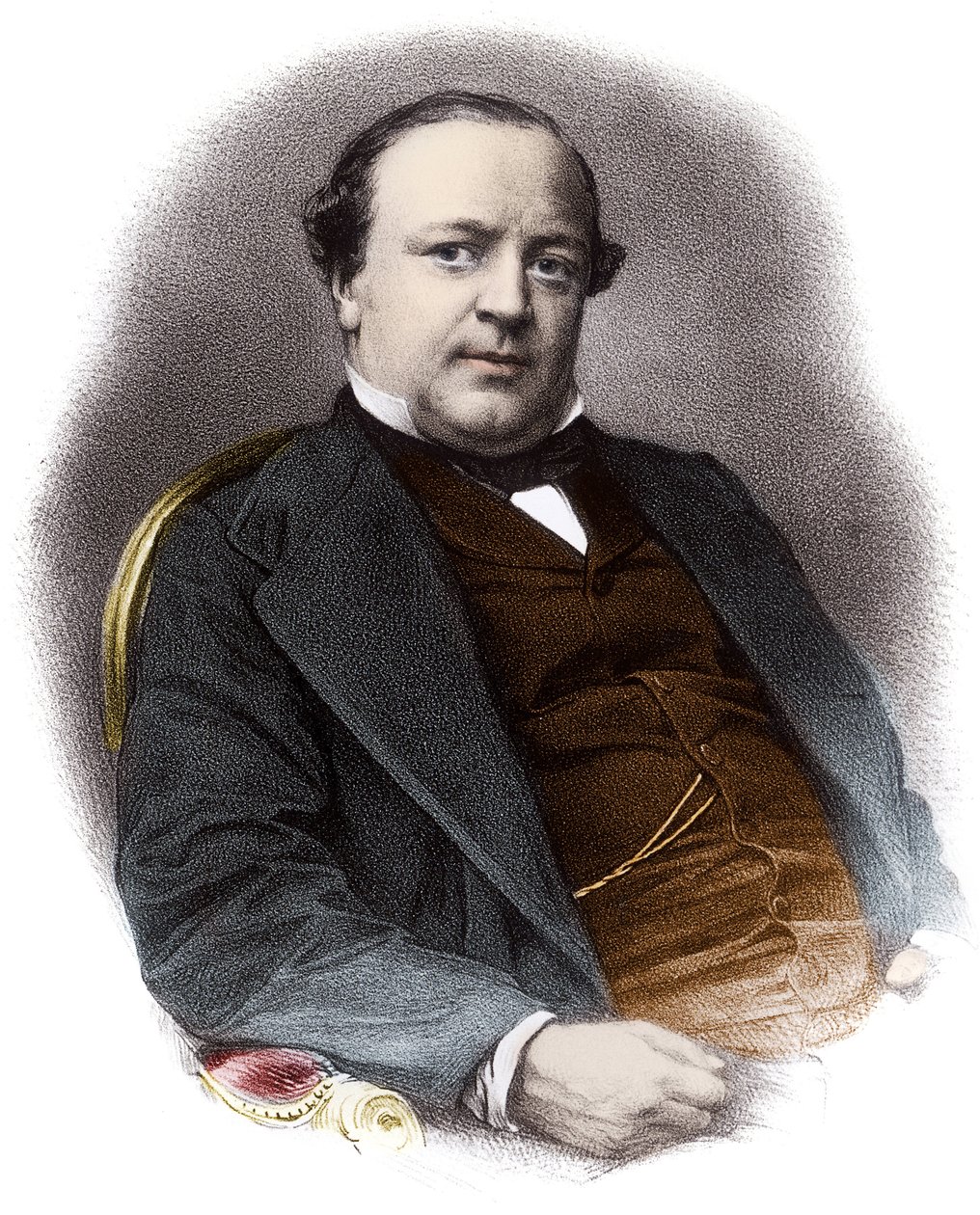 Portrét francouzského právníka Charlese Alexandra Lachauda (1818-1882) - Rytina 19. století Soukromá sbírka od French School