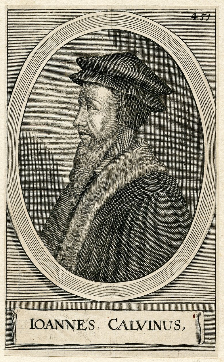 Portrét francouzského teologa Johna Calvina (rytina) od French School