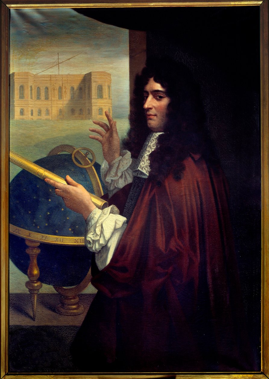 Portrét italského astronoma Jeana Dominiqua Cassiniho (1625-1712) před pařížskou observatoří. Anonymní obraz francouzské školy od French School