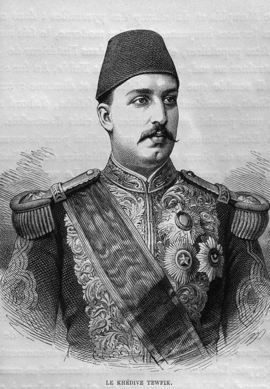 Portrét Khedive Tawfig (1819-92), z LEgypta Georga Moritze Eberse (1837-98), 1881 (č. rytina) od French School