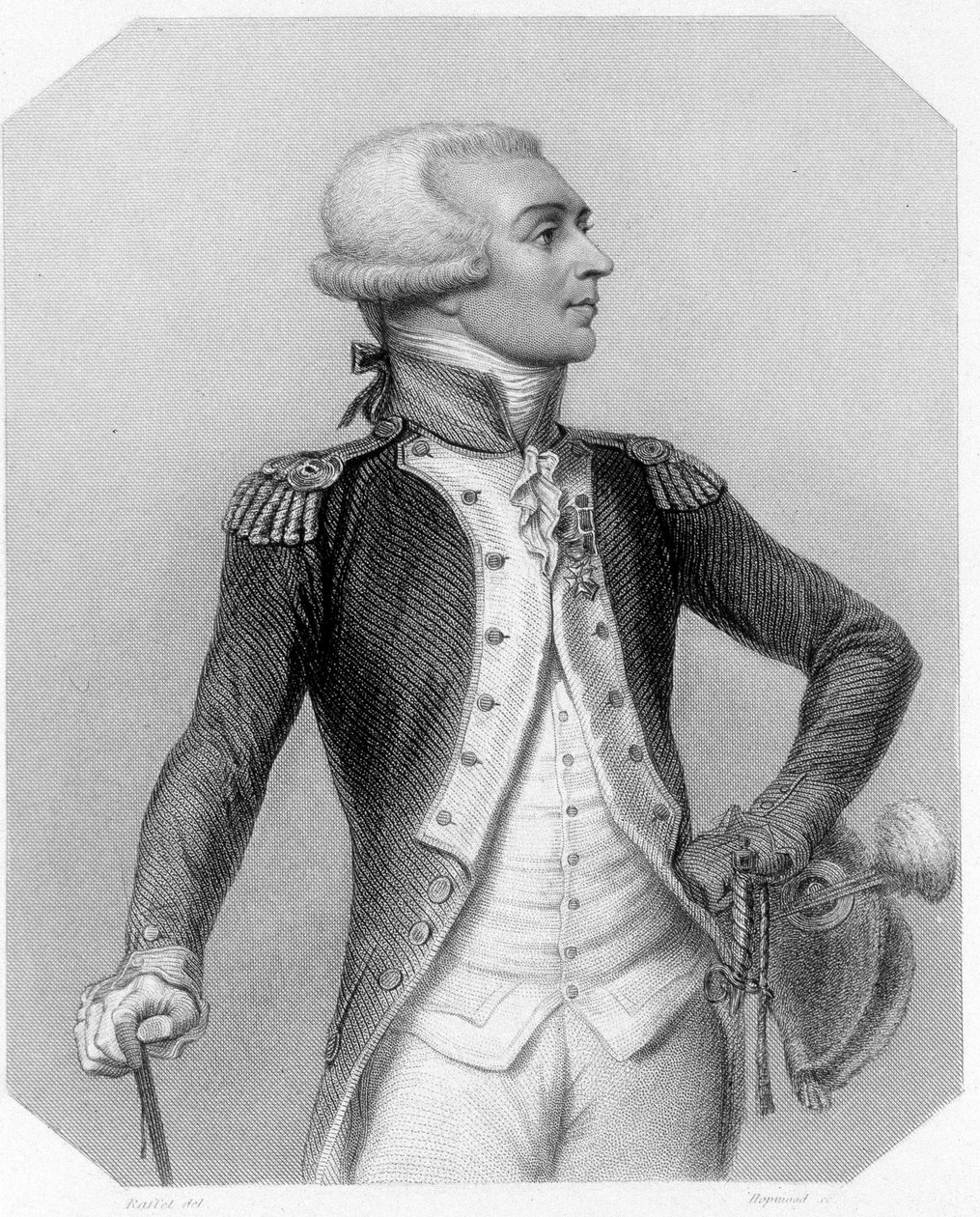 Portrét markýze de La Fayette, francouzského generála a politika (1757-1834). V „Historie Girondinů““ od Lamartina od French School
