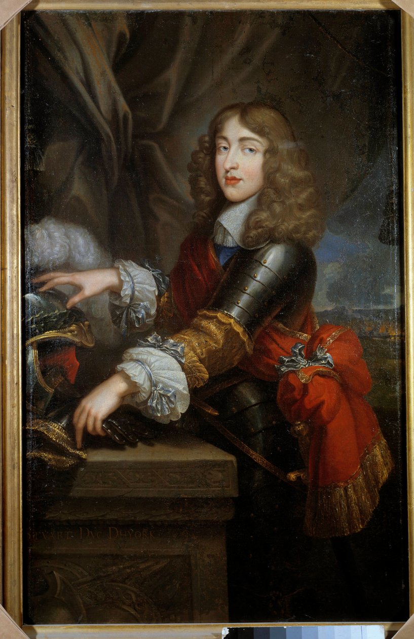 Portrét prince z rodu Stuartovců, dříve Jakuba II., krále Velké Británie a Irska (1633-1701) Obraz francouzské školy 17. století. Ztlumit. 1,45 x 0,93 m. od French School