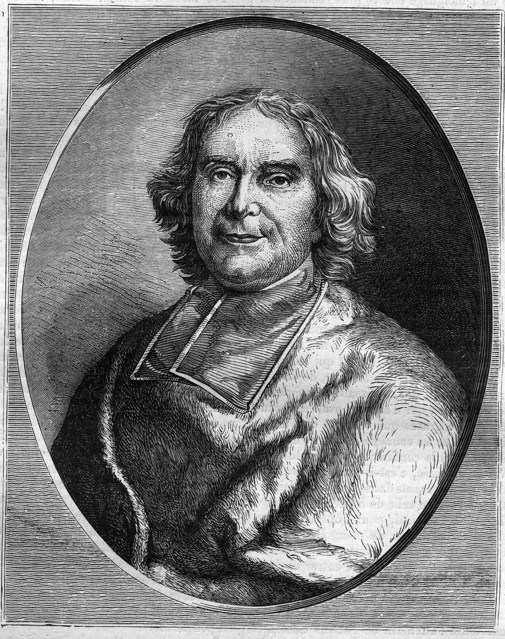 Portrét kardinála Andre Hercule de Fleury (1653-1743), kardinál, předseda vlády Ludvíka XV. Rytina v „Historie papežů-králů-královen a císařů v průběhu staletí““ od Maurice Lachatre od French School