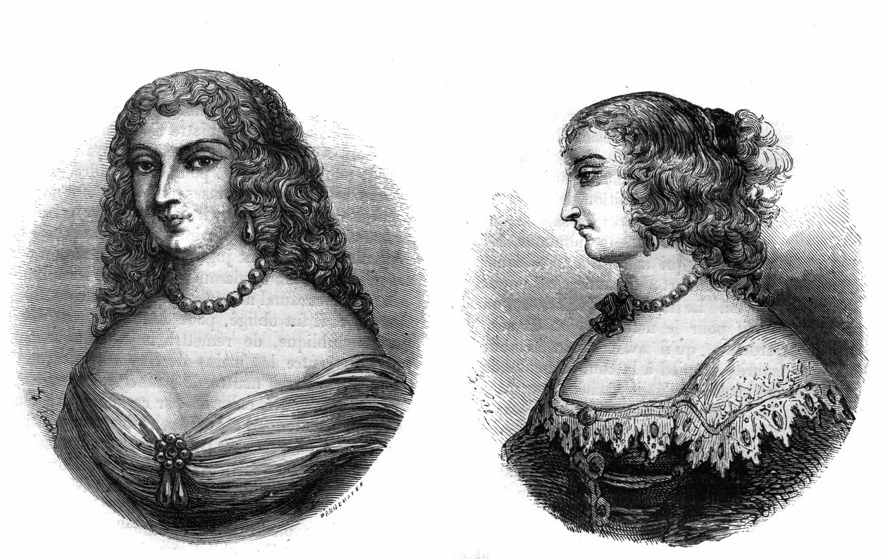 Portréty „Mademoiselle de la Fayette (Louise de La Fayette 1618-1665) a Mademoiselle de Hautefort (Marie de Hautefort od French School