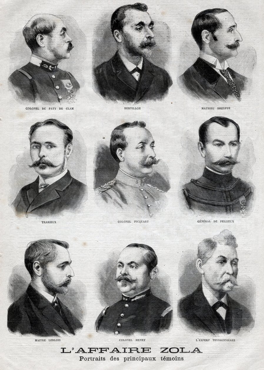 Portréty hlavních svědků aféry Dreyfuse Zoly v „Le Petit Journal“, 27. února od French School