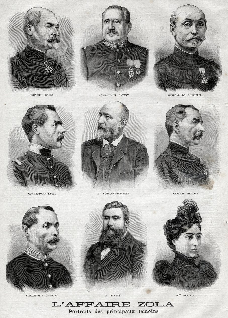 Portréty hlavních svědků aféry Dreyfuse Zoly v „Le Petit Journal“, 27. února od French School