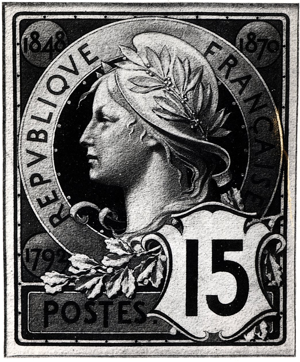 Poštovní známka s vyobrazením Marianne, oficiálního zastoupení Francouzské republiky, c. 1893 od French School
