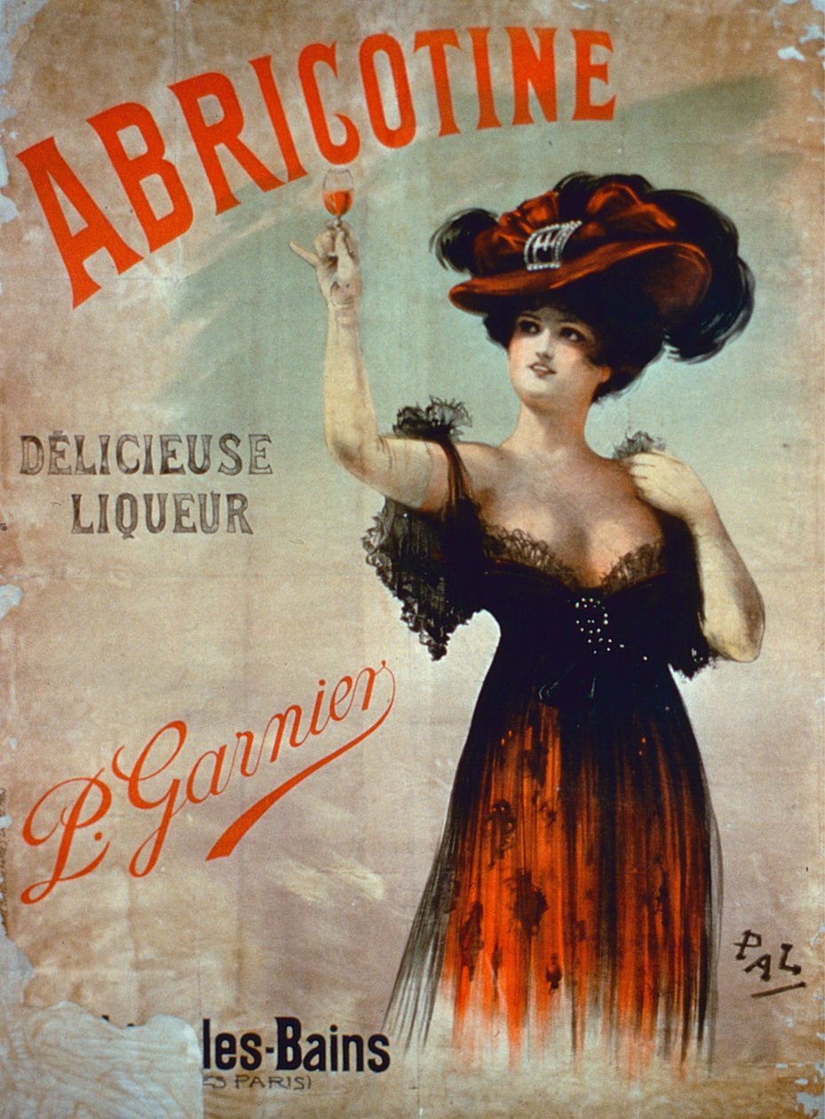 Plakátová reklama Abricotine, výrobce P. Garnier, Paříž od French School