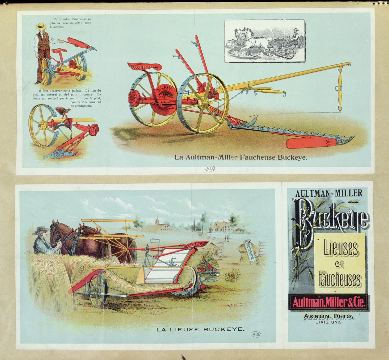 Reklamní plakát Aultman-Miller Buckeye Binders and Reapers, konec 19. století od French School