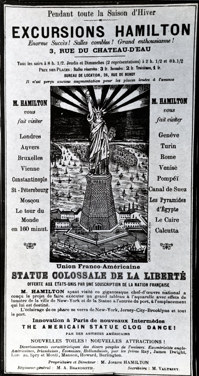 Plakátová reklama Excursions Hamilton, c.1890 od French School