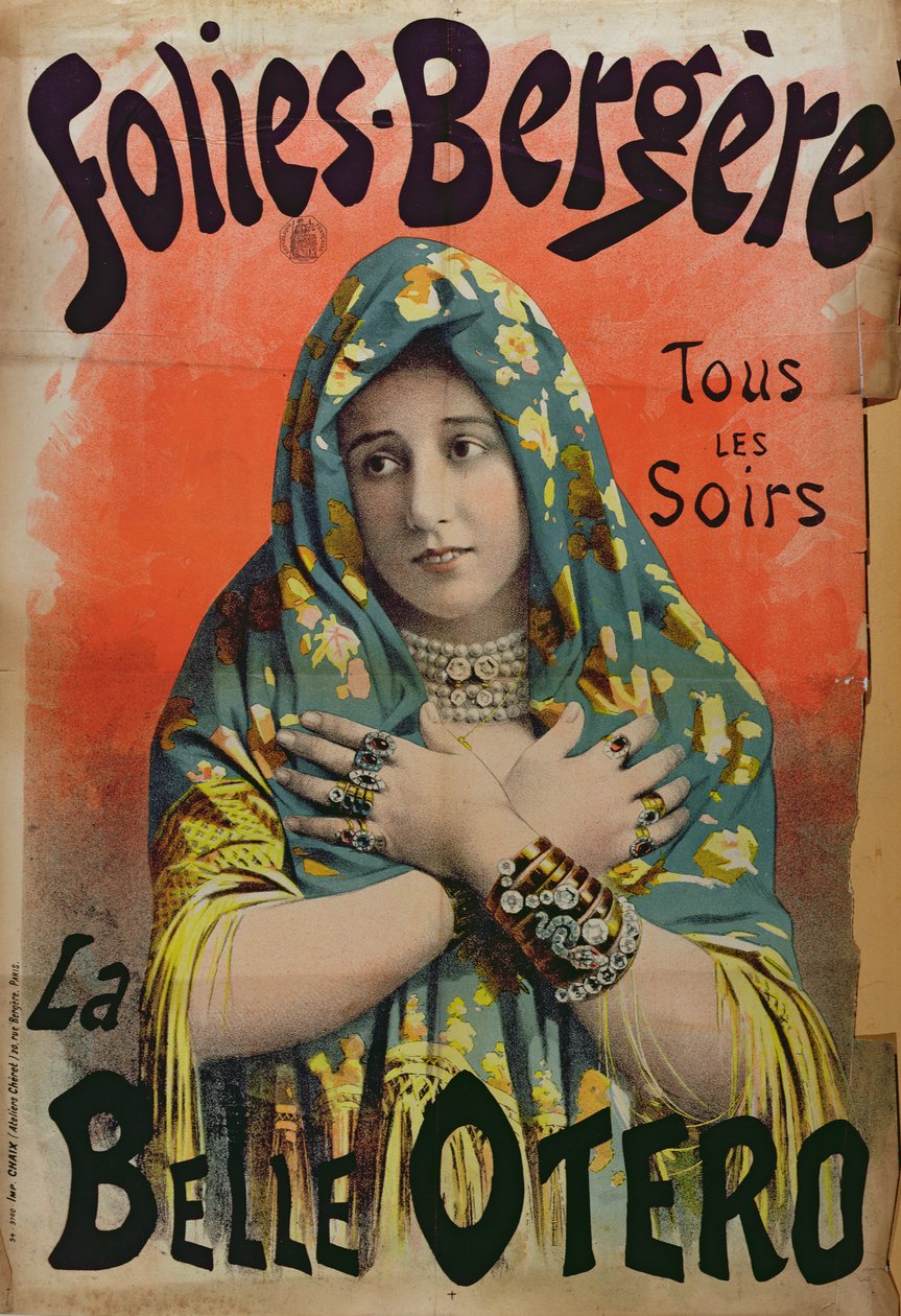 Reklamní plakát La Belle Otero v Folies Bergere, c.1892-94 od French School