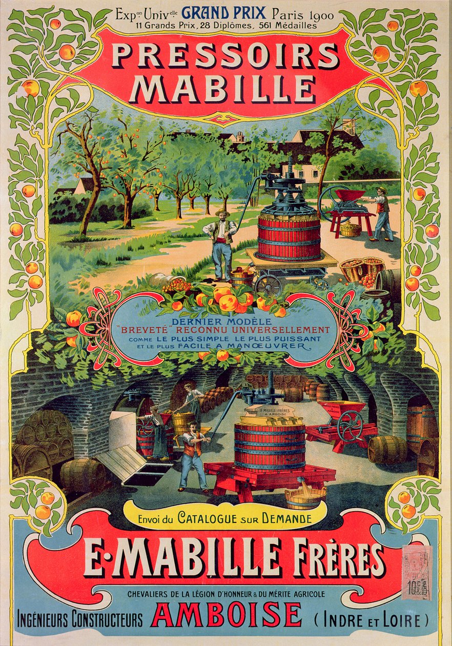 Plakátová reklama Pressoirs Mabille, na výstavě Universelle, Paříž, 1900 od French School