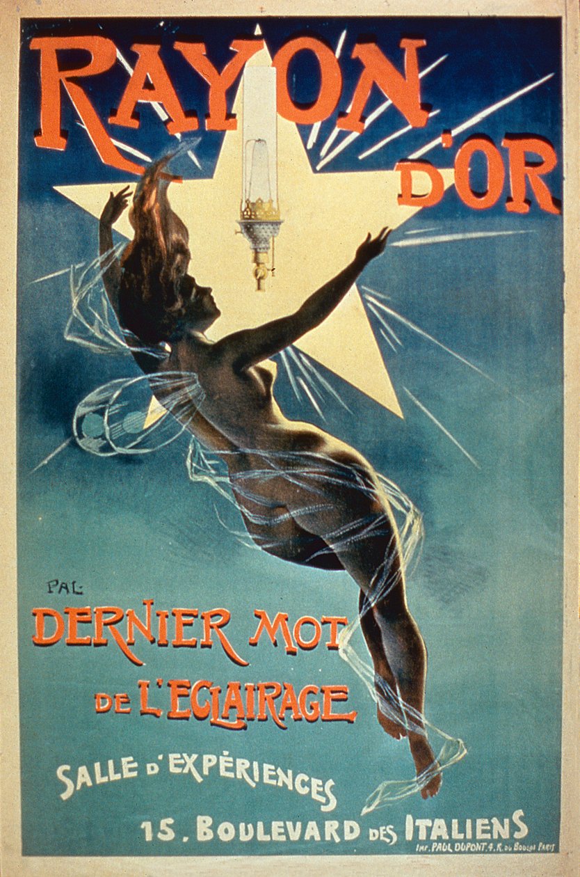 Reklamní plakát Rayon dOr Lighting, Paříž od French School
