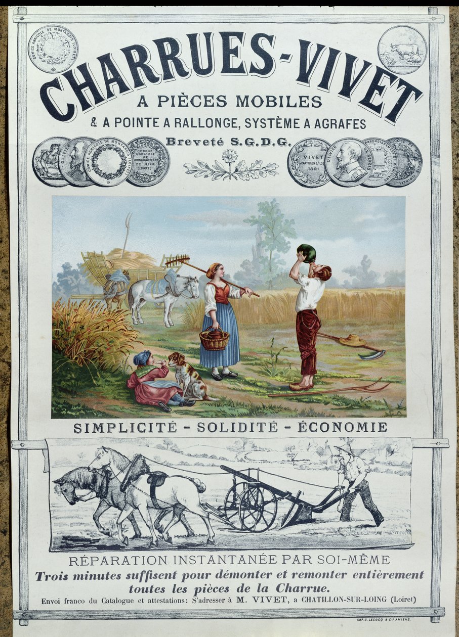 Plakátová reklama Live on Plows, c.1891 od French School