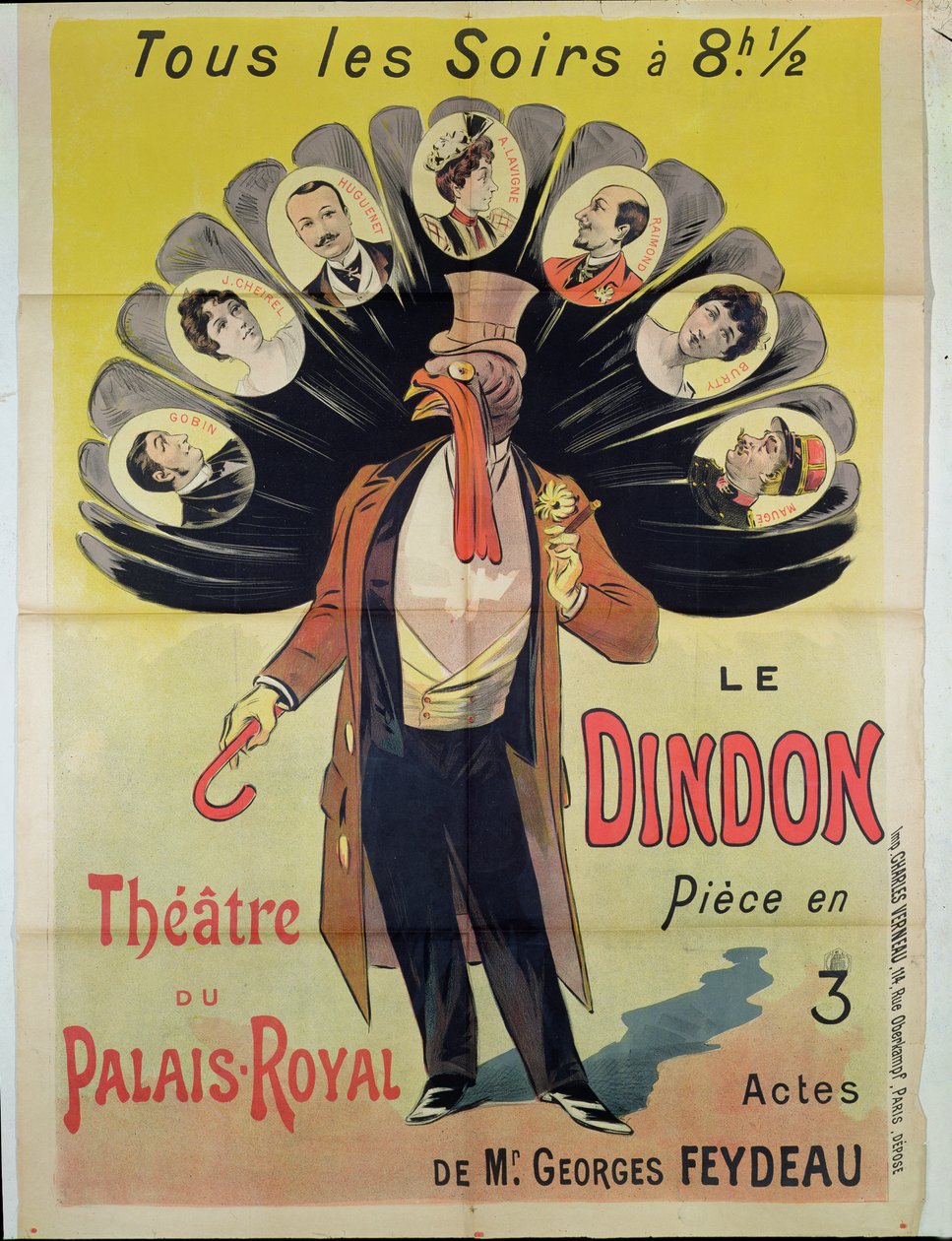 Plakát propagující představení Le Dindon od Georgese Feydeaua (1862-1921) v divadle Palais-Royal, 1896. od French School