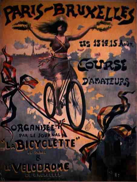 Plakát propagující amatérský cyklistický závod Paříž – Brusel (barevné lito) od French School