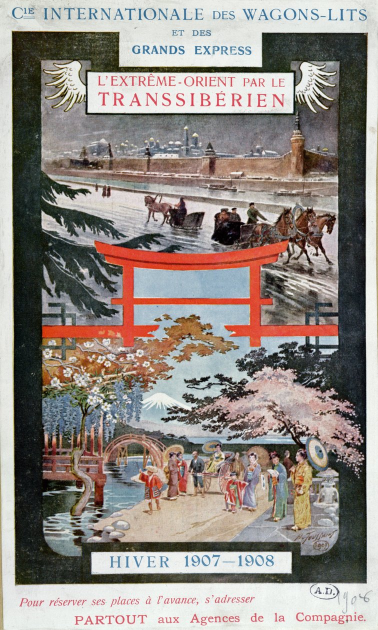 Plakát s reklamou na Transsibiřskou magistrálu, zima 1907-8 od French School