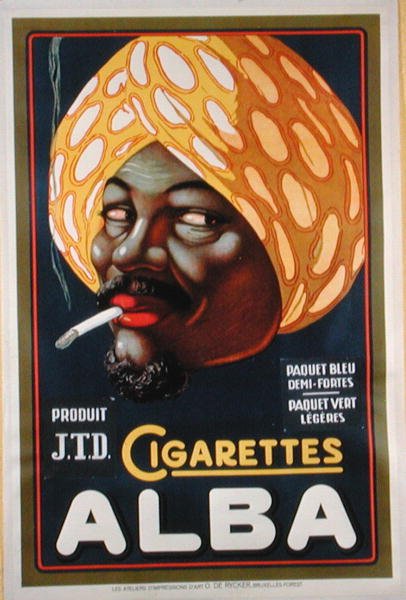 Plakát inzerující značku cigaret Alba (barva litho) od French School