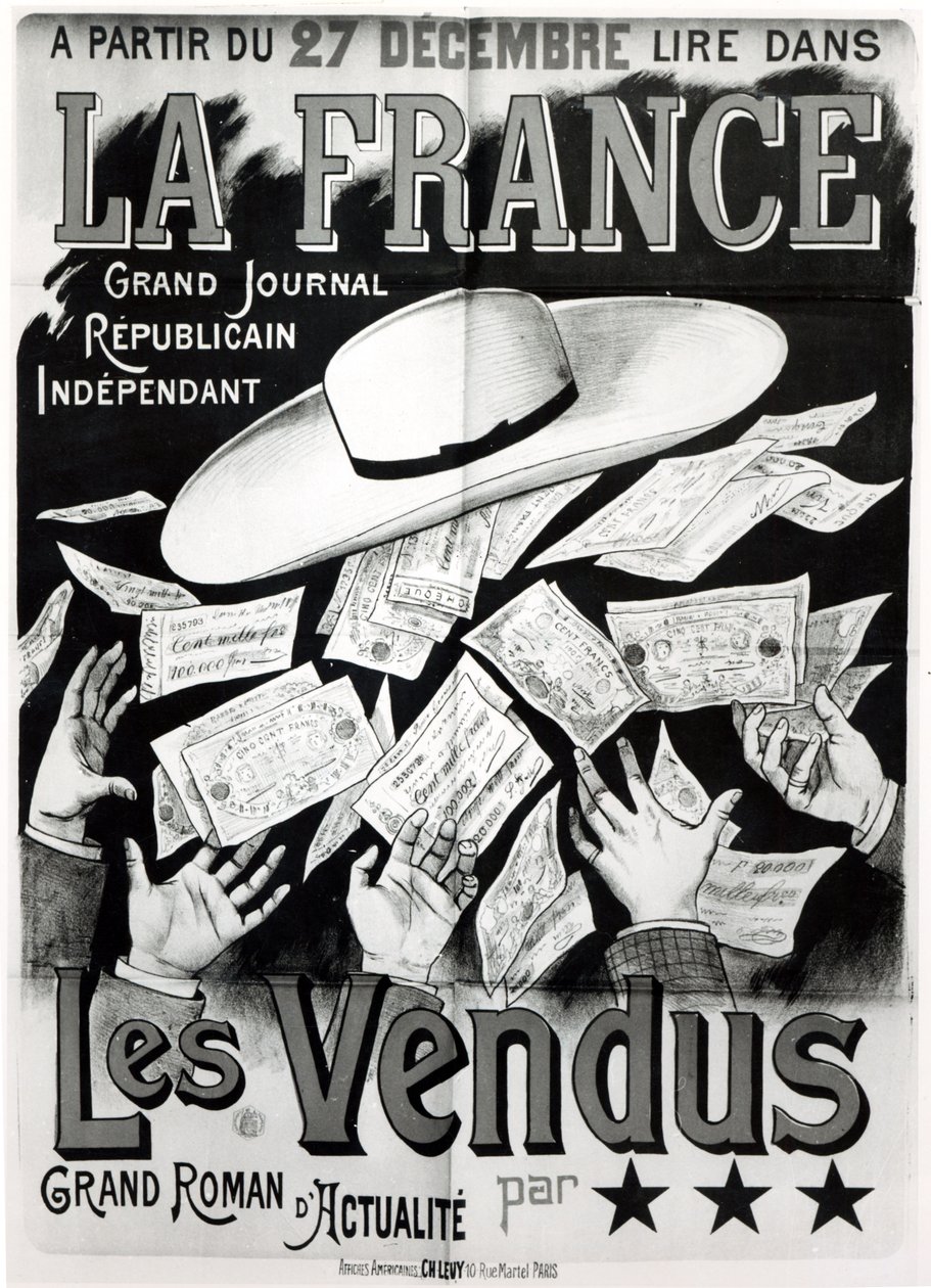 Plakát propagující román Les Vendus o Panamské aféře, asi 1892-95. od French School