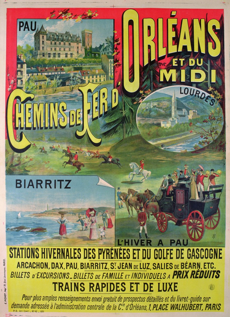 Plakát inzerující železnice Orleans a Midi, Francie od French School
