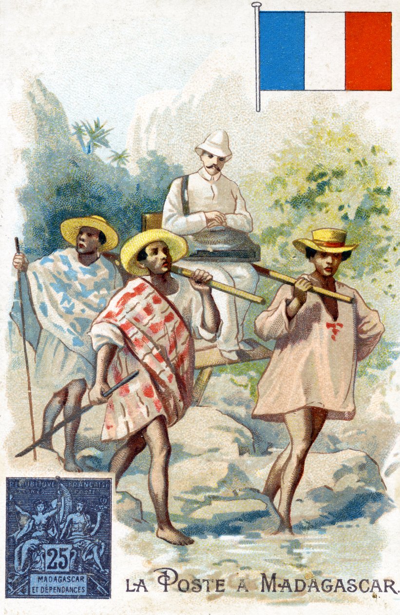 Pošťák doručující poštu na Madagaskaru, konec 19. století od French School