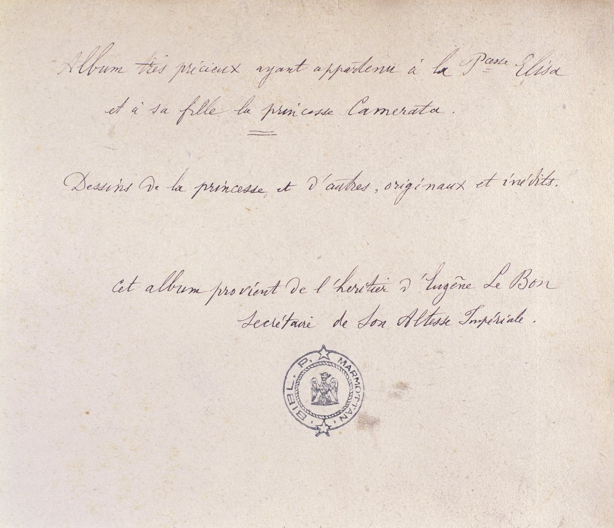 Vzácné album, které patřilo princezně Elise a její dceři Cameratě (inkoust na papíře) od French School