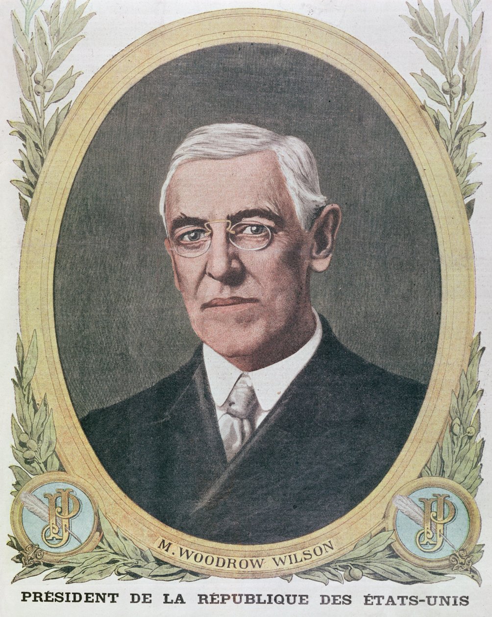 Prezident Woodrow Wilson (1856-1924), ilustrace z Le Petit Journal 1917 od French School