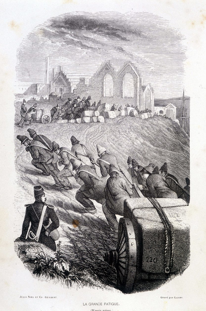 Vězni táhnoucí bloky pierre de carrière, „Les Bagnes: historie, typy, moreurs, mystère““ od Maurice Alhoye, ed. Gustave Havarda od French School