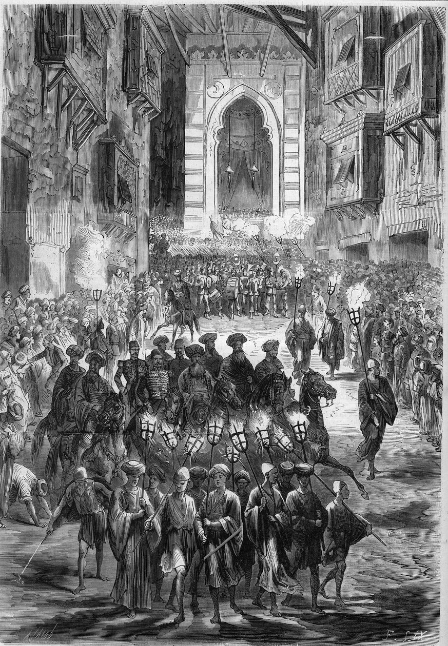 Procesí v ulicích Káhiry na první den ramadánu. Egypt od French School