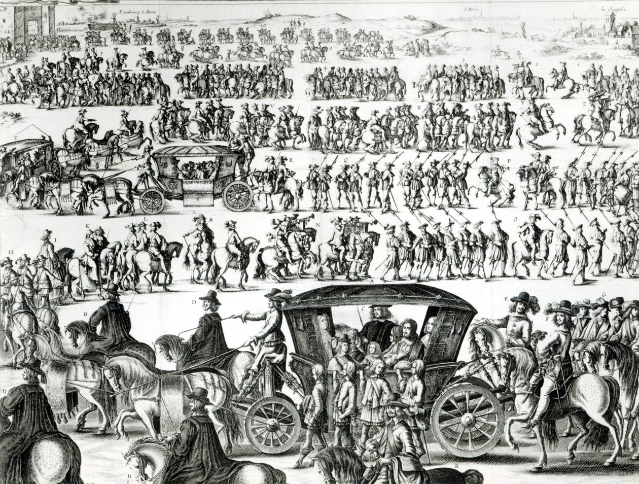 Průvod při vstupu mladého krále Ludvíka XIV. jako dítěte do města Paříže 18. srpna 1649, detail od French School