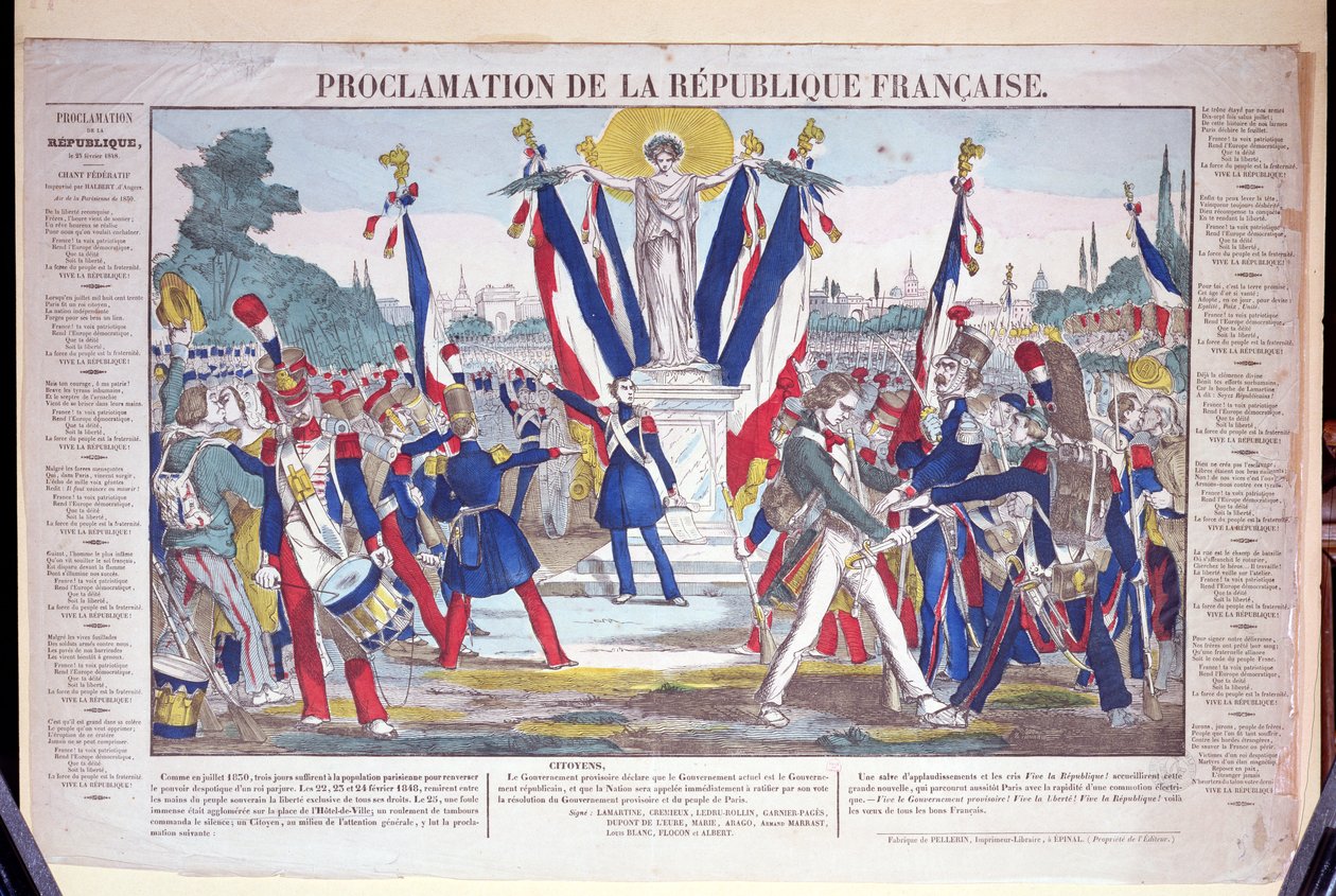 Vyhlášení Francouzské republiky, 25. února 1848 od French School
