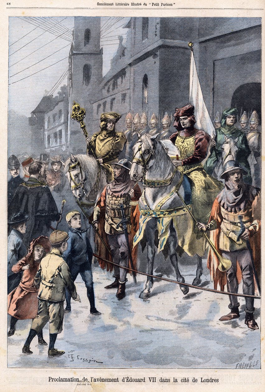 Vyhlášení budoucnosti anglického krále Edwarda VII. (1841-1910) v den smrti královny Viktorie 22. ledna od French School