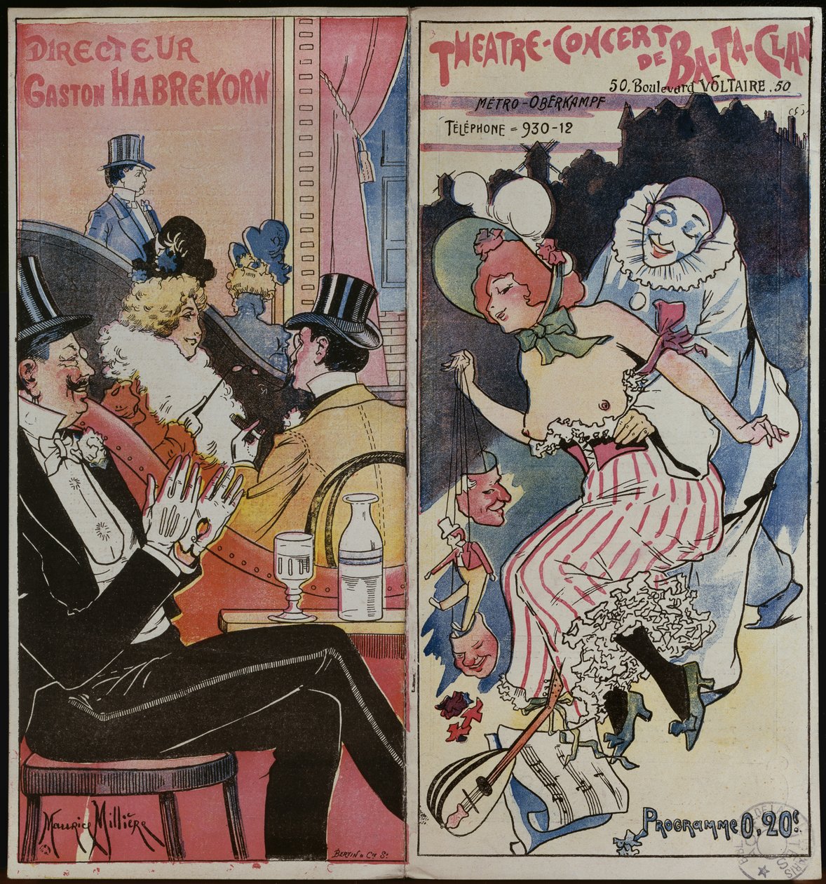 Program koncertu kavárny Ba-ta-clan, c.1905 od French School