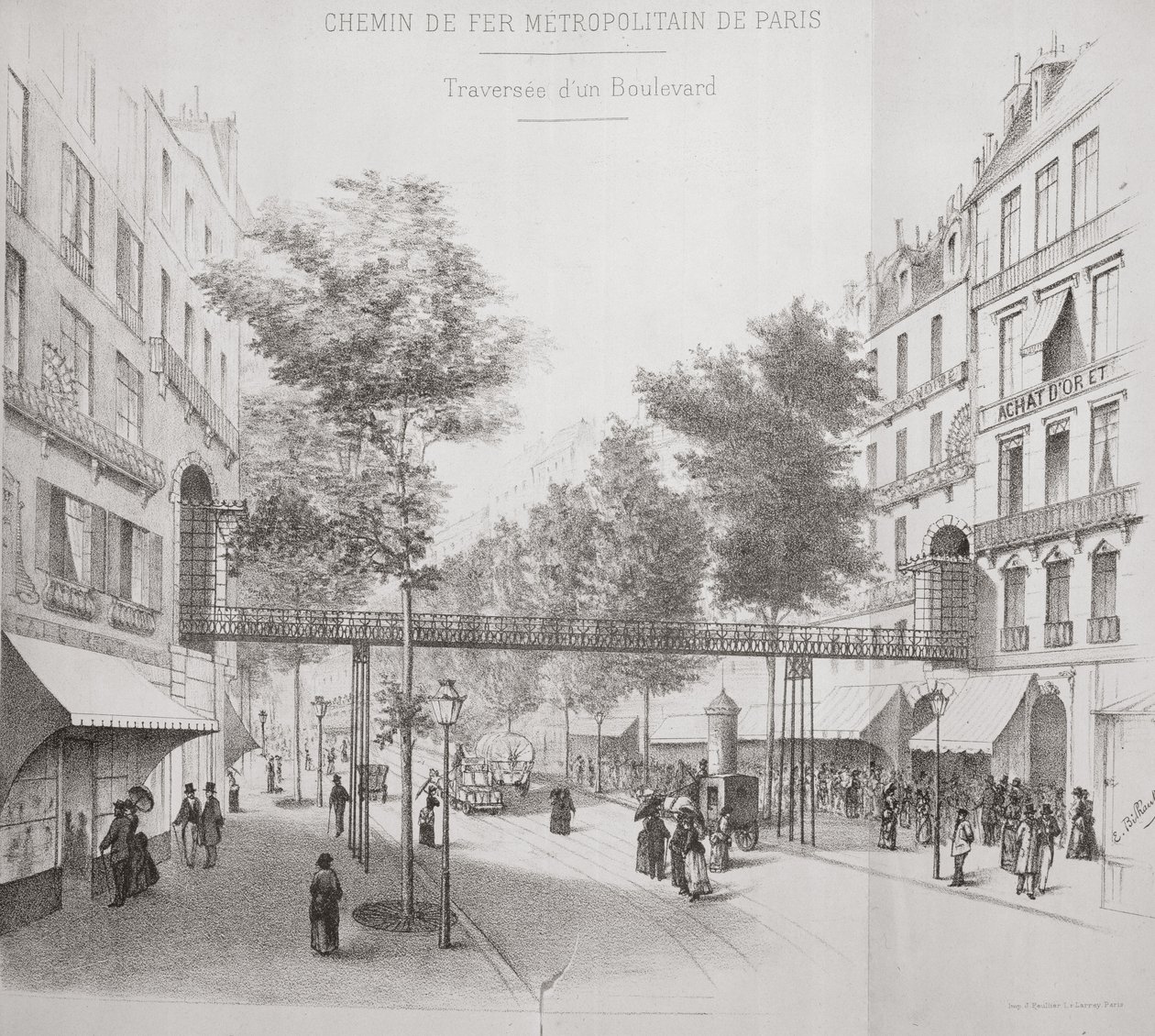 Projekt nadzemního metra v Paříži, 1886 od French School