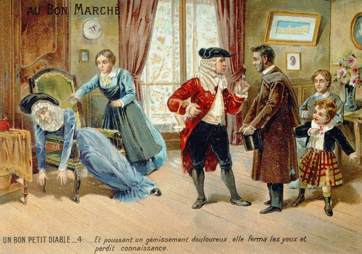 Propagační kartička propagující knihu Le Bon Petit Diable od Comtesse de Segur, konec 19. století od French School