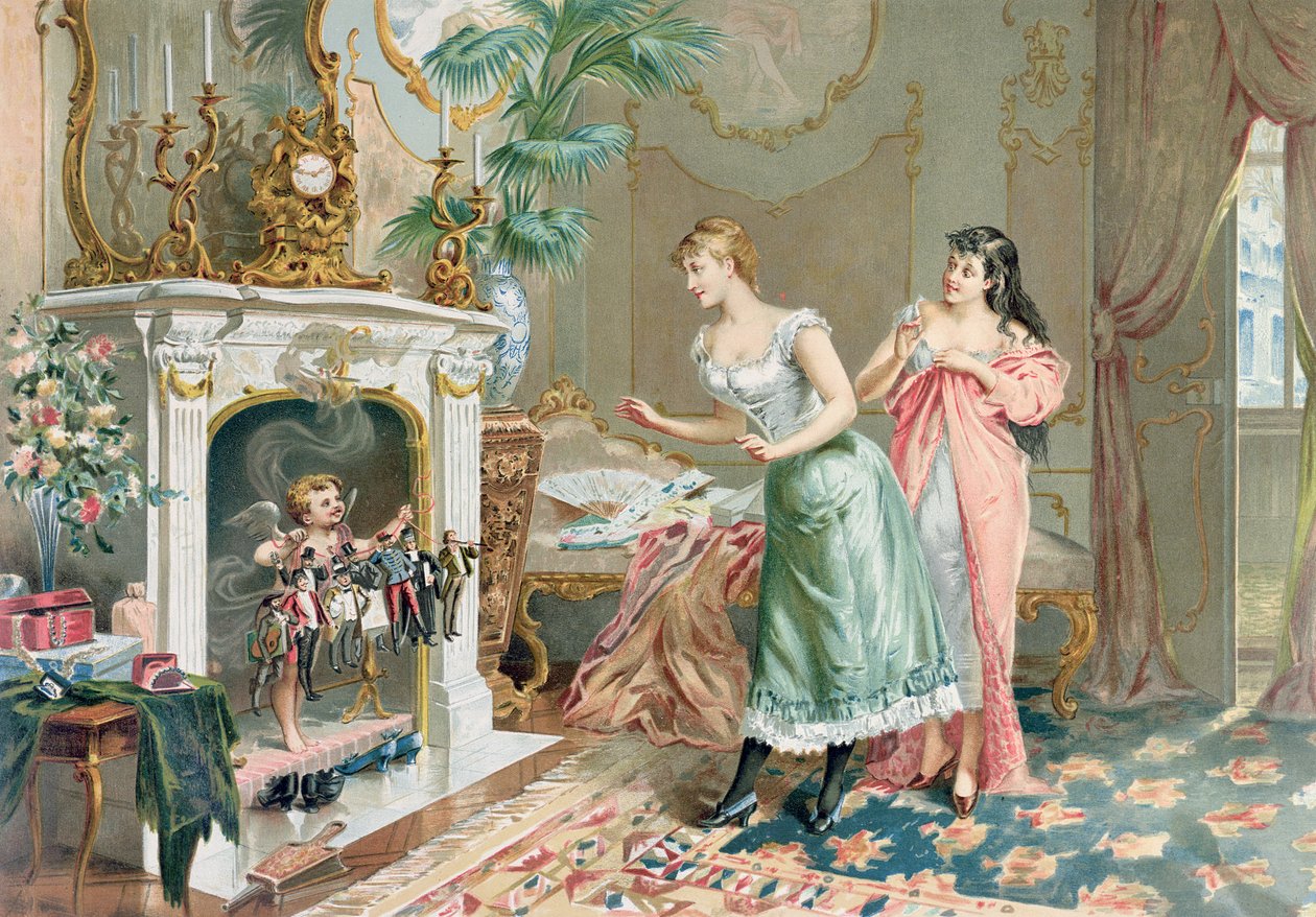 Prostitutky objevují své vánoční dárky, 1893 od French School