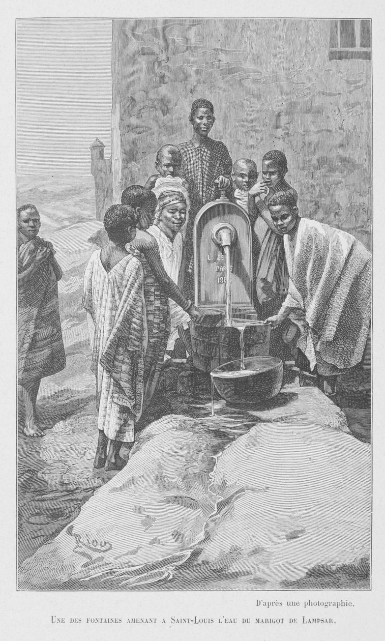 Veřejná fontána v Senegalu, ilustrace z "Le Senegal..." od Louis Leon Faidherbe, 1889 od French School